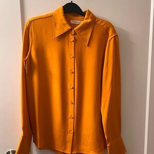 Bold Orange 100% Silk Blouse